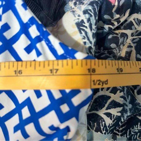 J McLaughlin Lola Dress Geo Audio Blue And White Print Catalina Cloth Medium - Picture 5 of 8